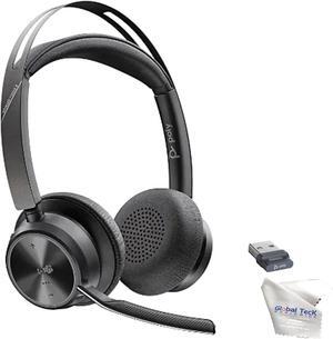 Poly Plantronics Voyager Focus 2 UC, Bluetooth Stereo Headset, USB-A for Teams, Connects to Deskphone, PC/Mac, Smartphone - GTW Bundle with Microfiber Cloth