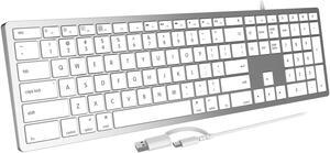 Acebaff Wired Keyboard for Mac, Compatible Apple Keyboard, Full Size, 20 Multimedia Shortcut Keys, USB A/USB C, for Apple Mac Pro/Mini,MacBook Pro/Air,iMac