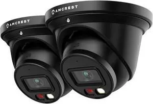 Amcrest 2-Pack AI Turret IP PoE Camera w/ 49ft Nightvision, Security IP Camera Outdoor, Built-in Microphone, Human & Vehicle Detection, Active Deterrent,129° FOV, 5MP@20fps 2PACK-IP5M-T1277EB-AI