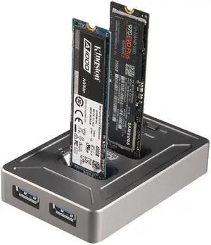 A-Goldnest M.2 NVME/SATA Duplicator, Dual-Bay Offline Clone M.2 NVME/SATA Docking Station,USB3.2 Gen2*2 10Gbps M.2 Cloner for SSD Size 2230/2242/2260/2280/22110, Grey