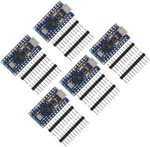 AITRIP 5 PCS Pro Micro ATmega32U4 5V/16MHz Module Board with 2 Row pin Header Compatible with arduino Leonardo Replace ATmega328 Pro Mini (5PCS)