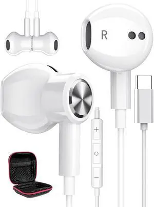 ACAGET USB C Headphones, Galaxy S21 Ultra Earbuds Wired Earphone for Android Semi in Ear USB Type C Headphone HiFi Stereo USB C Earphones for Samsung Galaxy S22 Plus S20 FE Note 20 Tab S6 S5e Black