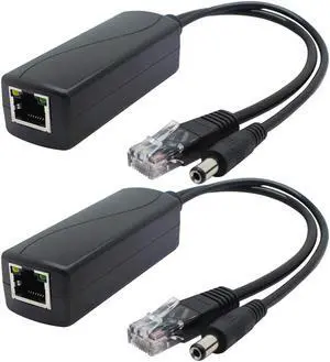 ANVISION 2-Pack Gigabit PoE Splitter, 48V to 12V 2A Ethernet Adapter, for Security Camera, AP, Voip and More, AV-PS12-G