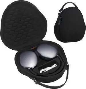 Canboc Airpods Max Case for Apple AirPods Max Wireless Over-Ear Headphones, Smart Headphones Case, Extra Space fits Cable, Charger, Upgrade-Black(Fabric)