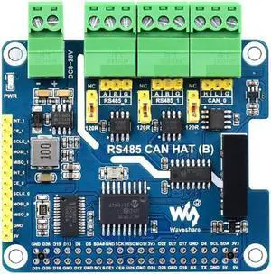 Coolwell Isolated RS485 CAN HAT (B) for Raspberry Pi Series, SPI Communication, 2-Ch RS485 and 1-Ch CAN, Converts SPI to CAN/RS485