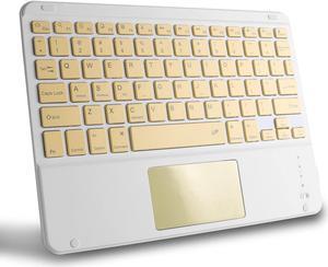 Generic Wireless Bluetooth Keyboard, Ultra Slim Rechargeable Portable Cordless Keyboard with Touchpad 10 Inch Wireless Keyboard for iOS Android Windows iPad iPhone Samsung Microsoft Surface (Yellow)