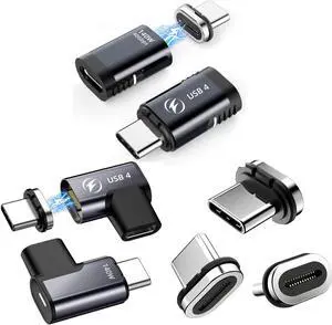 HanCenDa 140W USB C Magnetic Adapter 4Pack, 24Pins USB C 90 Degree Adapter with USB4 40/20Gbps 8K 60Hz Video for Thunderbolt 3 MacBook Pro/Air, Tablet, Laptop, iPhone 15/15 Pro/15 Max/15 Pro Max