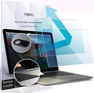 homy Anti-Blue Light Screen Protector Kit [2-Pack] for New MacBook Air 13.6 inch Film Retina 2022-2024 Touch-ID. Bonus: Ultra-Thin TPU Keyboard Cover, Web Camera Cover. UV Protection for A2681 M2