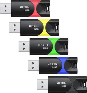 KEXIN Flash Drive 64GB Thumb Drive 5 Pack 64 GB USB Flash Drive USB 2.0 Memory Stick 64G Thumb Drives Jump Drive Data Storage (64GB, 5 Mixed Colors)