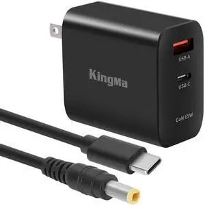 King Ma Laptop Charger for Dell XPS 12 13 15, 65W PD GaN Wall Charger with 1.5m Fast Charging Cable (4.5 * 3.0mm) for Dell Inspiron 14 5000 7472 3501 (ASUS)