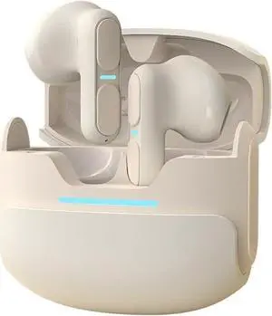 Generic Longsdom Bluetooth 5.0 Wireless Earbuds in-Ear Headphones with Charging Case for iPhone Android Smartphones (Beige)