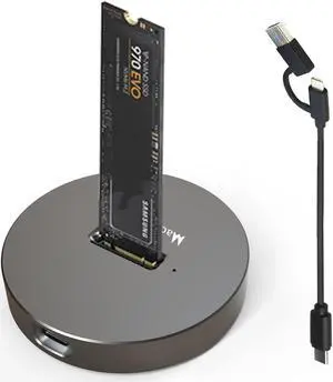 Mackertop M.2 NVMe & SATA to USB C Docking Station, M.2 SSD to USB A C Reader Adapter for 2280 2260 2242 2230 Enclosure, Fits Both M.2 (M Key, B+M Key) NVMe and SATA NGFF SSDs Aluminum Alloy