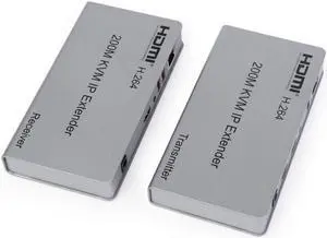 Optimal Shop 656ft/200m HDMI USB Extender RJ45 IP Network KVM Over IP Extender Over Cat5e Cat6 HDMI KVM Extender with Wide IR by TCP/IPm for PC HDTV Display