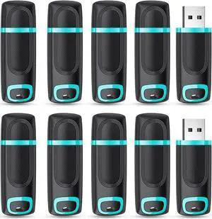 RAOYI 10 PCS 16GB USB 2.0 Flash Drive Thumb Drive Memory Stick Jump Drive Zip Drive for Data Storage and Backup (10 Pack, Cyan)