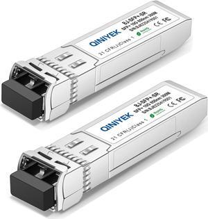 2Pack 10GBase-SR SFP+ Transceiver, SFP+ Multi-Mode to LC Module, 850nm MMF,up to 300 m,Compatible with Cisco SFP-10G-SR, Unifi UF-MM-10G, Meraki MA-SFP-10GB-SR,Fortinet,Mikrotik,Netgear,Supermicro
