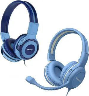 SIMOLIO Kids Headphones Wired for School-Gaming with Microphone, Safe Volume Cord Headphone with Mic for Boys, Teens, Children, Lightweight Folding Over Ear Headset for PC, iPad