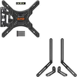 ELIVED TV Wall Mount for Most 26-55 Inch TVs Single Stud Full Motion TV Mount with Universal Soundbar Mount Under TV