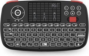 Rii (Upgrade) i4 Mini Bluetooth Keyboard with Touchpad, Blacklit Portable Wireless Keyboard with 2.4G USB Dongle for Smartphones, PC, Tablet, Laptop TV Box iOS Android Windows Mac.Black