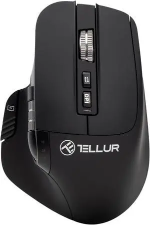 TELLUR Shade Bluetooth Mouse Silent Click, Rechargeable, 3200DPI, 8 Buttons, 4 Devices Simultaneously, Wireless Mouse with Silent Click, Win, Mac, Android, iOS, USB C, Nano Receiver
