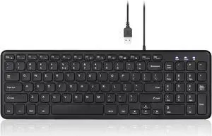 Perixx PERIBOARD-213U Wired Silent USB Scissor Keyboard - 14.45x4.76x0.70 Inches Compact Design with Number Pad - Black - US English (PB-213BUS-11738)