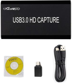 USB 3.0 Type-C USB-C HDMI HD Game Video Capture Card Box with HDMI Loop-Out 1080P 60FPS Game Recorder Box Device Live Streaming for Windows Linux Os X System Xbox 360,Wii U,OBS Studio