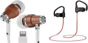 Symphonized on MFI Earbuds for iPhone + PWR Wireless Neckband Bluetooth Headphones Set