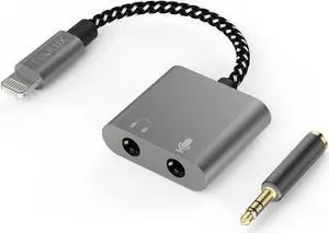 Cubilux Lightning to 3.5mm TRS Microphone Adapter with Headphone Jack Compatible with iPhone 14 Pro Max 14 Plus/13/12/11/SE 2/Xr/Xs Max/8/7, 1/8 Audio & MIC Splitter for Old iPad (Lightning Version)