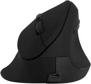 DIGISKYJOY Ergonomic Vertical Wireless Rechargeable Mouse, 2.4GHz, 800/1200/1600 DPI, 6 Buttons, Pinky Finger Rest, 123mm x 90mm x 72mm, Black