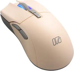 iRocks M31R Wireless Gaming Mouse, Triple Mode 2.4G/ Bluetooth/USB-C Detachable Cable Gaming Mouse, Kailh GM8.0 Switches, Advanced PixArt PAW3395 Optical Sensor, Up to 26,000 DPI - Light Buff Brown