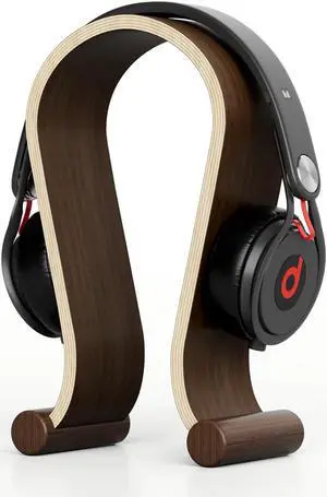 MEIHAOME Headset Stand,Wood Arch Headphone Stand (Walnut Finish) Gaming Headphone Holder,Wooden Headest Hanger,Omega Earphone Desk Display Hanger,Headphone Stand for Desk