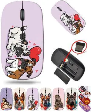 maizi Wireless Laptop Mouse for PC Computer Chromebook Notebook, Wireless Laptop Mice MKADAU Bulldog Lightweight 2.4G USB Receiver Production in USA