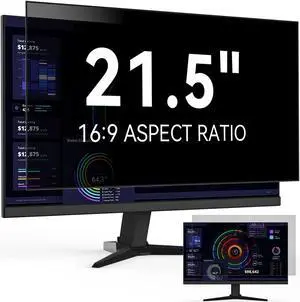 21.5 Inch Computer Privacy Screen Filter for 16:9 Widescreen Monitor, Removable Eye Protection Anti Glare Blue Light Filter Privacy Shield, Anti Scratch Anti Spy Screen Protector Film 21.5 in