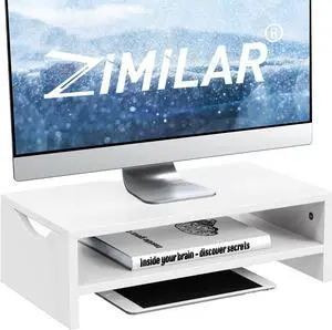 Zimilar Monitor Stand Riser, 2 Tiers Laptop Computer Monitor Riser for PC Screen, iMac, Desktop Wooden Screen Monitor Stand Riser with Storage Organizer for Home Office