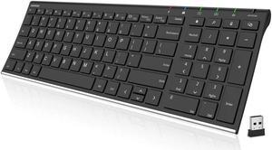 Arteck USB Wireless Keyboard Stainless Steel Ultra Slim Keyboard with Numeric Keypad for Computer/PC/Laptop and Windows 11/10/8 Rechargeable Battery