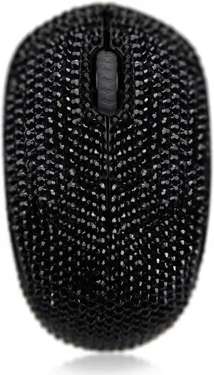 Luxury Bling Wireless Mouse, 2.4G Noiseless Mouse with USB Receiver Portable Computer Mice for PC, Tablet, Laptop, Notebook - Black