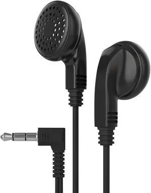 Maeline Bulk Earphones with 3.5 mm Headphone Plug - 50 Pack Wholesale Bundle - Black