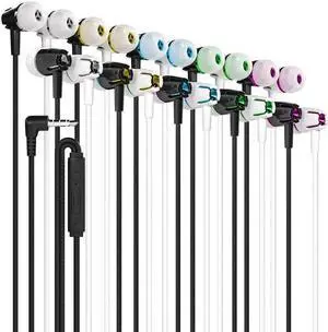 Maeline 30 Pack Earbuds in Ear Noise Isolating Headphones with Microphone, 3.5mm Jack Plug, Mic and Volume Control, Stereo Bass, Tangle-Free Cord for iPhone, Android, PC, Laptop