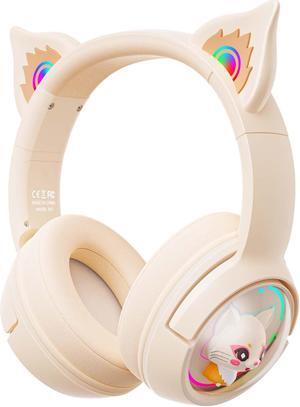 ONITOON Cat Ear Bluetooth Headphones, Wireless Over-Ear Headphone with RGB Lights, Cute Design 60H Playtime, Bluetooth 5.3 HiFi Stereo Sound, Built in Mic for Travel/School/iPad/Tablets