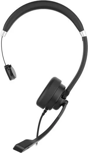 Morpheus 360 Connect USB Mono Headset with Boom Microphone - Noise Canceling - Reversible Design - Eco-Leather Ear Cushion - in-Line Volume Controls - Mute Button - Black - HS5200MU