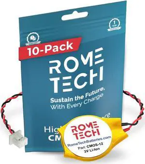 Rome Tech CR2025 CMOS BIOS Battery for Lenovo Yoga 720-12IKB - Laptop Backup 3V RTC CR 2025 Battery with 2 Wire Cable
