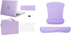 MOSISO Compatible with MacBook Pro 13 inch Case M2 2023, 2022, 2021-2016 M1, Wrist Rest Support for Mouse Pad & Keyboard Set&Hard Case&Bag&Keyboard Skin&Webcam Cover&Screen Protector, Light Purple