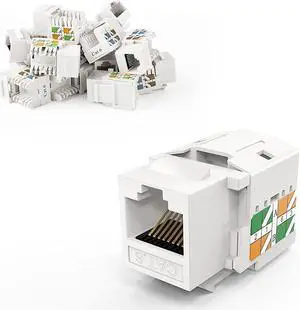CableCreation Cat6 Keystone Jack RJ45 Keystone Jack, 40-Pack Keystone Cat6 Modular Female Connectors, White