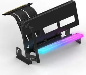 EZDIY-FAB PCIe 4.0 GPU Mount Bracket with ARGB LED Module, Multi-Angle Adjustment with Riser Cable, Compatible to RTX4090, 4080, 4070ti- Black