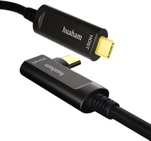 huaham USB C Fiber Optic Right Angled Cable 50FT, 10Gbps USB 3.2 Gen2 Type C Cable Long Distance Transmission USB C Cable Compatible with Logitech Camera, Microsoft Azure, VR/AR, Touch Screen, Laptop