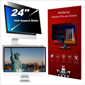 24 Inch Computer Privacy Screen Filter for 16:9 Widescreen Monitor, Removable Eye Protection Anti Glare Blue Light Filter Privacy Shield, Anti Spy Screen Protector Film 24 in