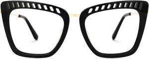 Zeelool Chic TR90 Oversized Cat Eye Blue Light Blocking Glasses Carved Frame for Women Majoro ZJGX414538-01 Black