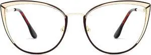 Zeelool Oversized Cat Eye Blue Light Blocking Glasses Eyewear with Anti-Reflective Coating for Women Leyla ZWM656074-02 Black-Gold