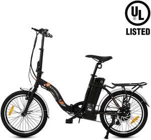 Ecotric UL Certified 36V 12.5AH 350W 20inch Black Starfish portable and folding electric bike for teenagers and adults, Shimano 7-speed