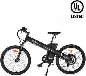 Ecotric 48V 13AH 1000W Matt Black Seagull Electric Mountain Bike with hydraulic disc brakes, hydraulic front suspension fork, Shimano 7-speed and LCD display