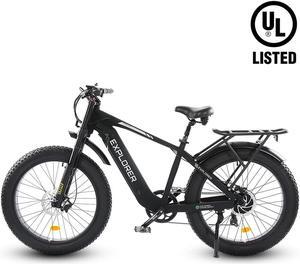 Ecotric Explorer 26 inches 48V 12.5AH 750W Fat Tire Electric Bike with Rear Rack, fenders, double front suspension fork, and LCD display, Shimano 7-speed bicycle